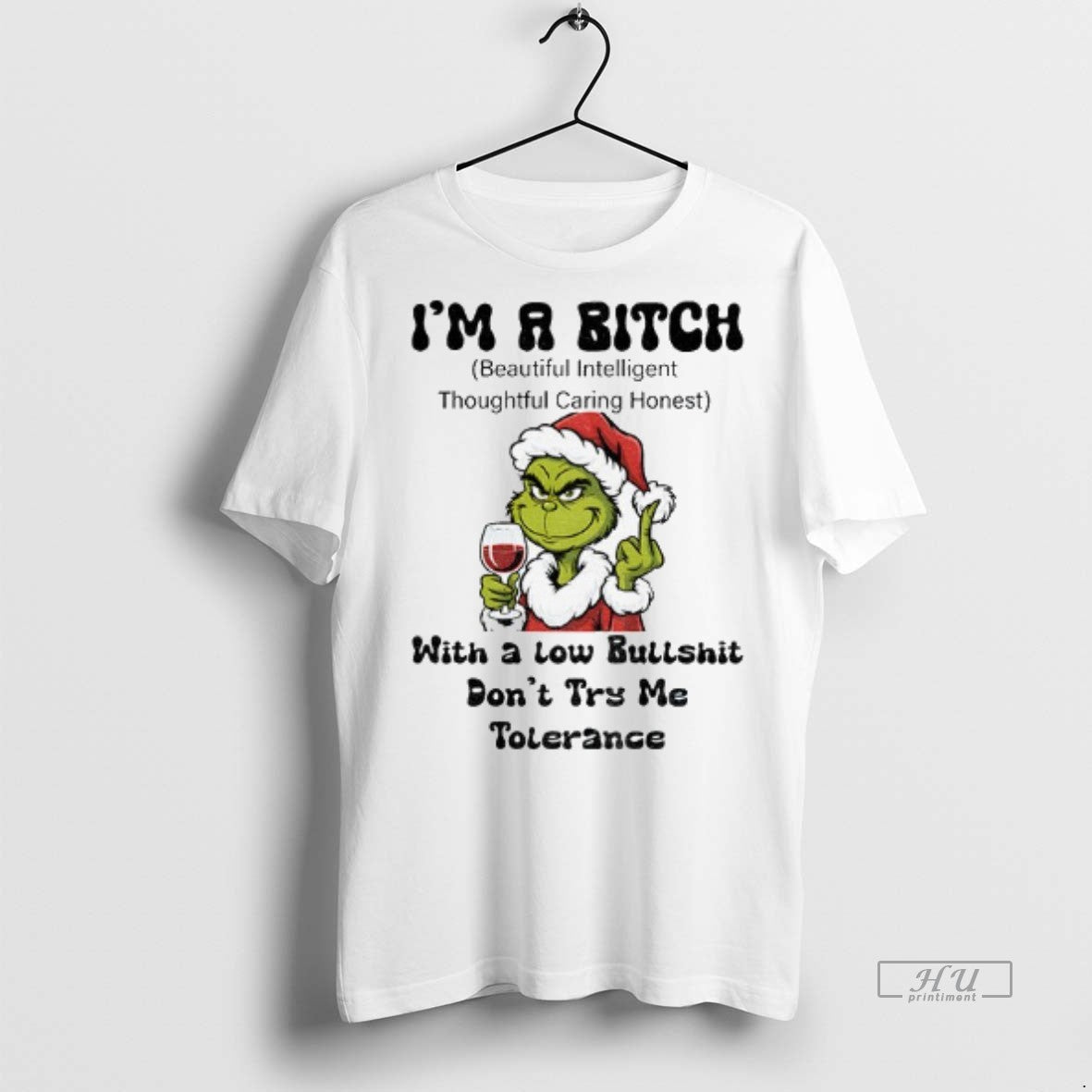 Viral Grinch Santa Hat Im A Bitch Beautiful - Adult & Kids T-Shirts, Sweatshirts & Hoodies apparel design preview 1