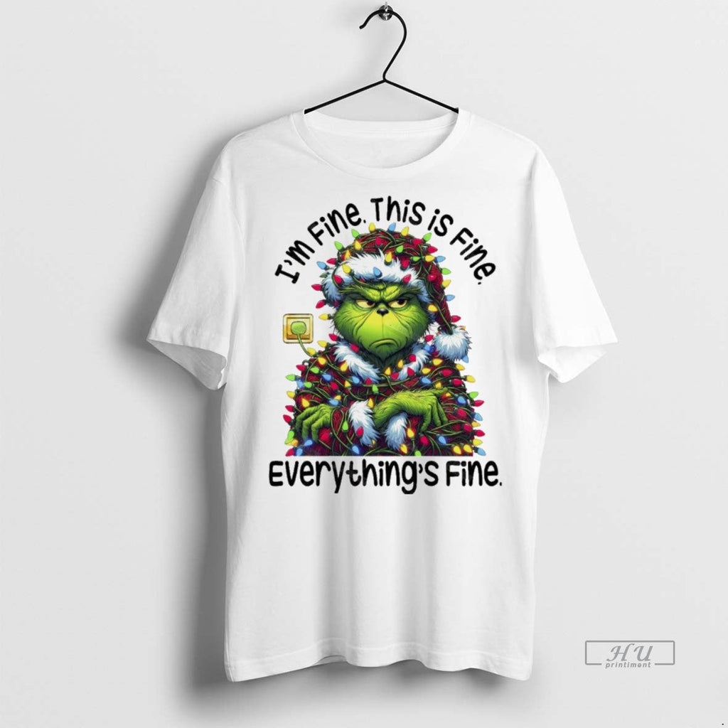 Viral Grinchmas Lights Sarcastic Im Fine This Is - Adult & Kids T-Shirts, Sweatshirts & Hoodies apparel design preview 1
