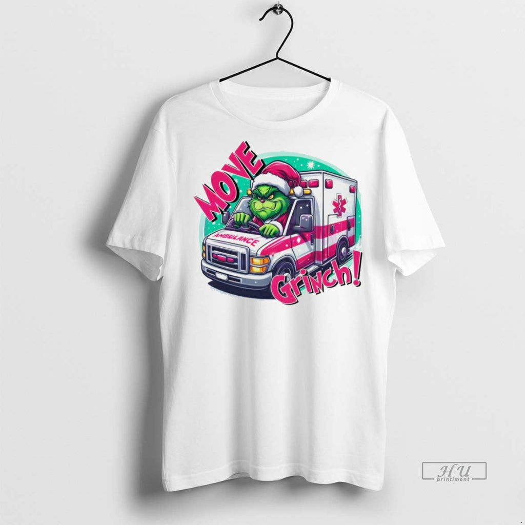 Viral Move Grinch Christmas Ambulance Driver White - Adult & Kids T-Shirts, Sweatshirts & Hoodies apparel design preview 1