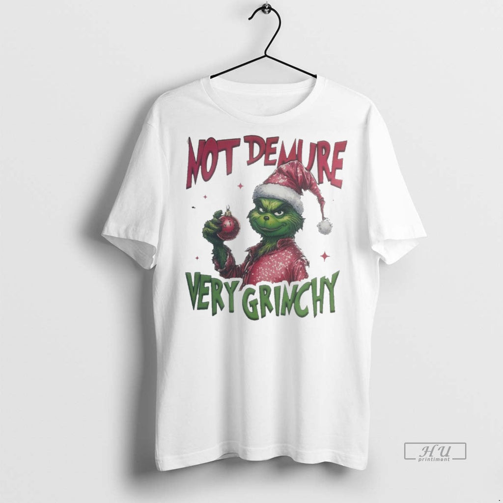 Viral Not Demure Very Grinchy Christmas White Sweater - Adult & Kids T-Shirts, Sweatshirts & Hoodies apparel design preview 1