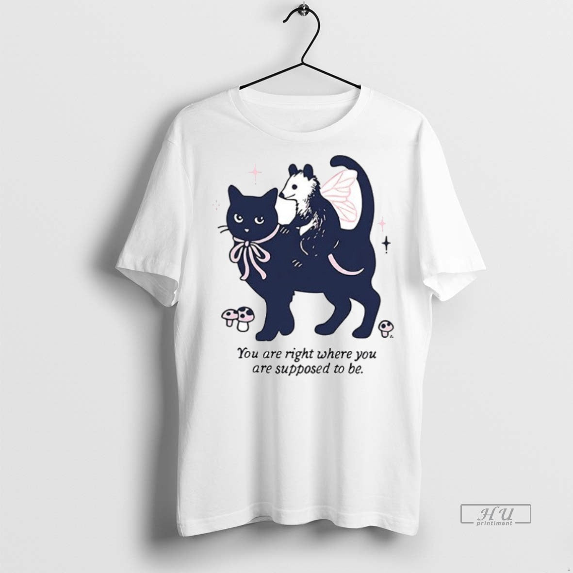 Viral Opossum Riding Cat You Are Right Where Supposed - Adult & Kids T-Shirts, Sweatshirts & Hoodies apparel design preview 1