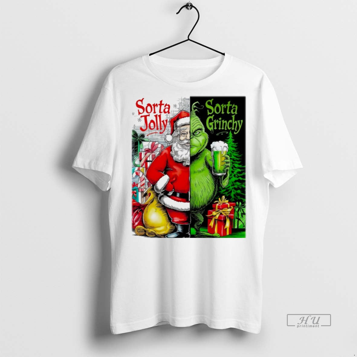 Viral Santa Claus X Grinch Sorta Jolly Christmas - Adult & Kids T-Shirts, Sweatshirts & Hoodies apparel design preview 1
