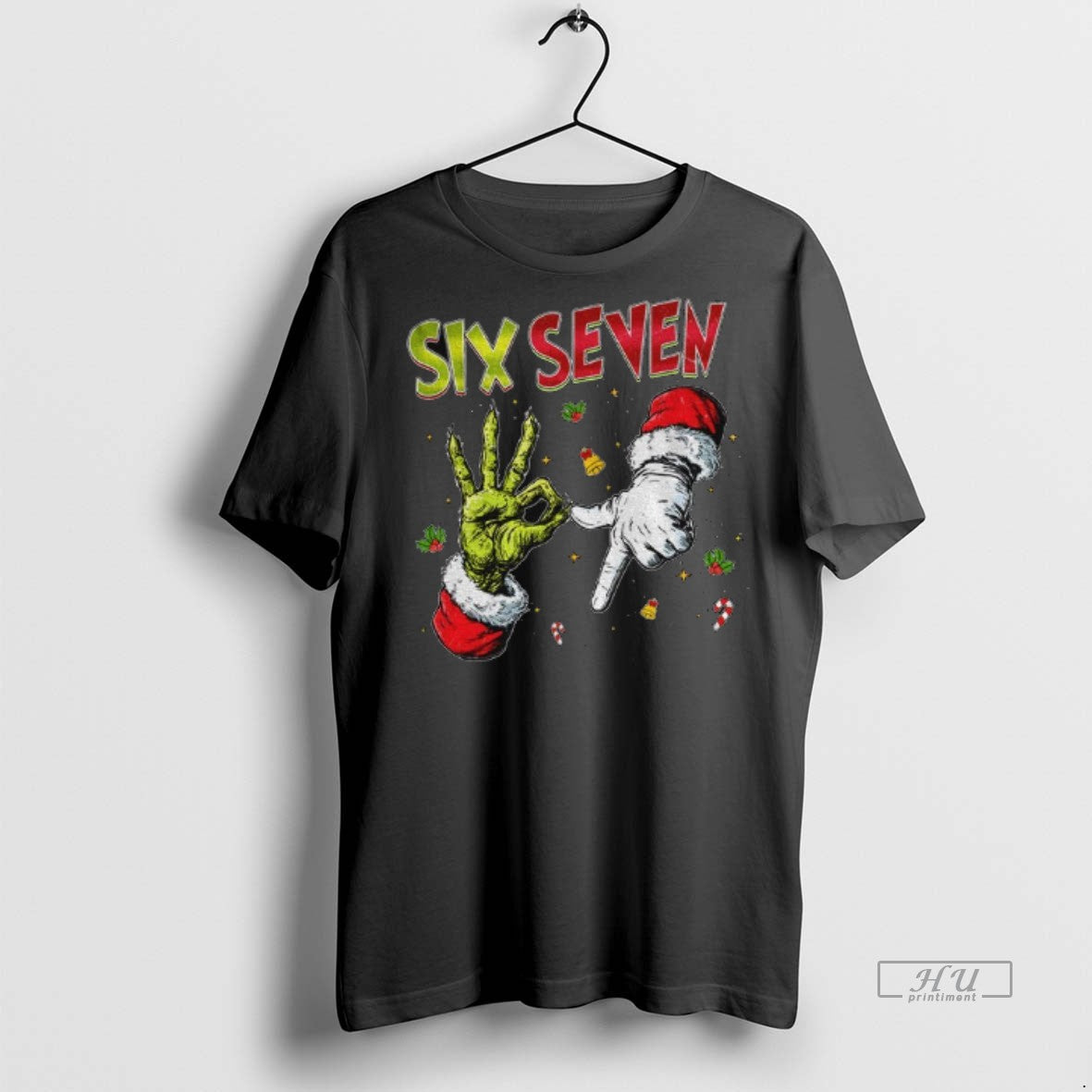 Viral Six Seven 6 7 Floral Santa Hat Joke Christmas - Adult & Kids T-Shirts, Sweatshirts & Hoodies apparel design preview 1
