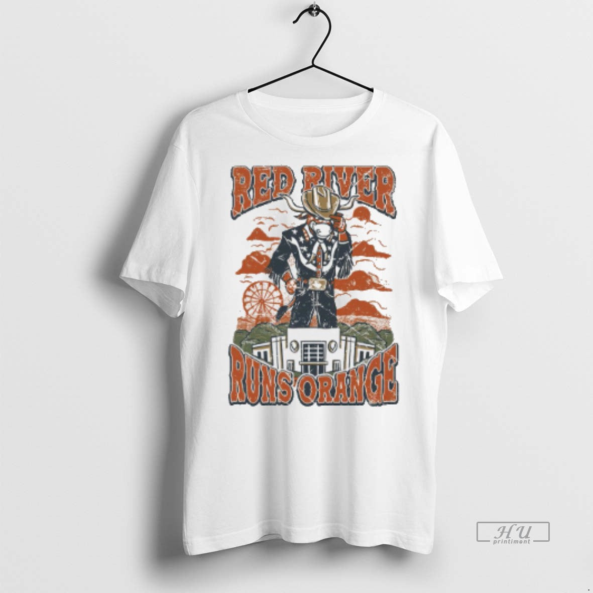 Viral Tennessee Longhorns Red River Runs Orange - Adult & Kids T-Shirts, Sweatshirts & Hoodies apparel design preview 1