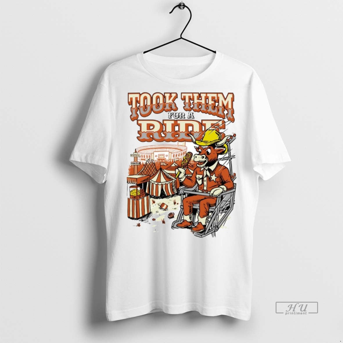 Viral Texas Longhorns Took Them For A Ride Mascot - Adult & Kids T-Shirts, Sweatshirts & Hoodies apparel design preview 1