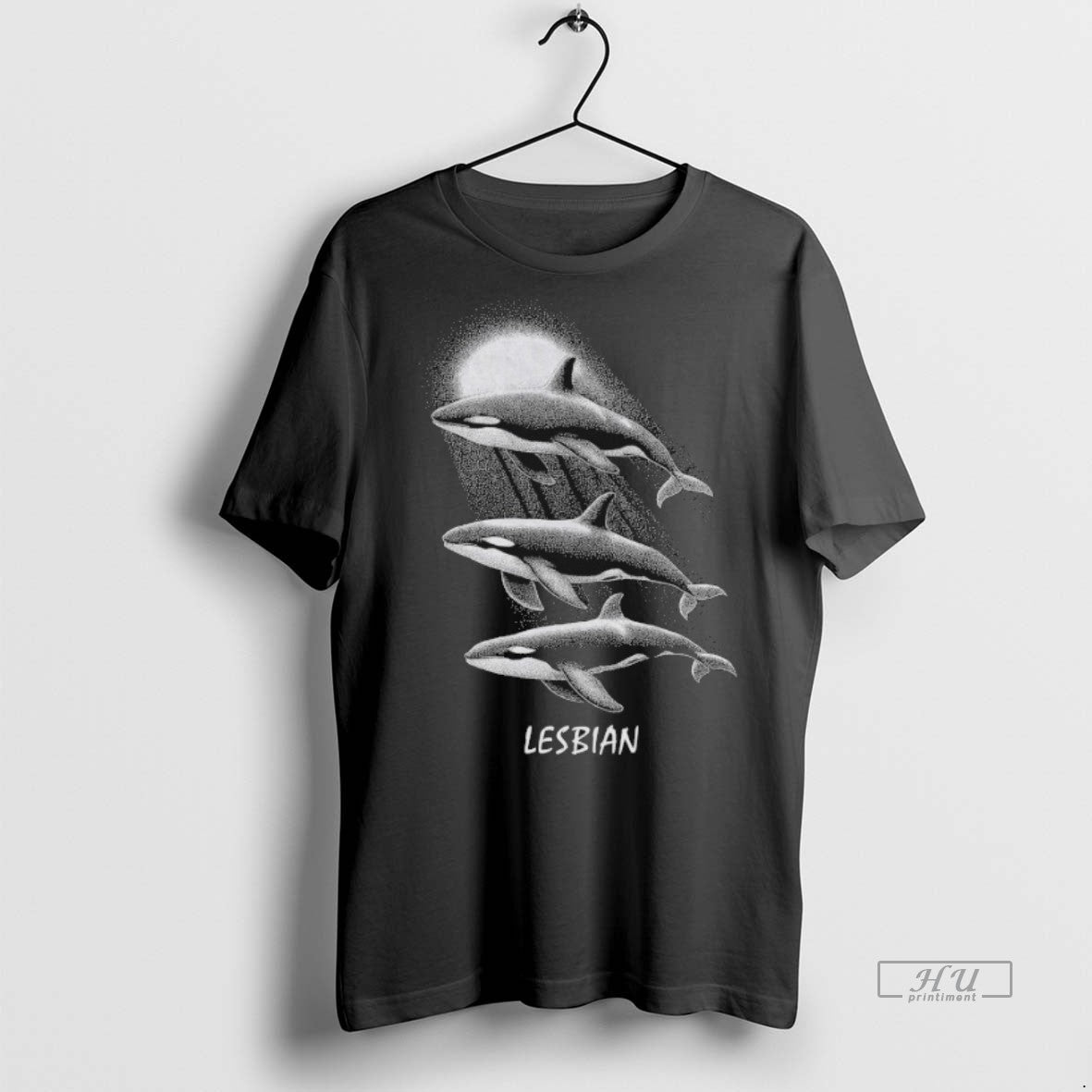Viral Whales Swimming In The Moonlight Lesbian - Adult & Kids T-Shirts, Sweatshirts & Hoodies apparel design preview 1