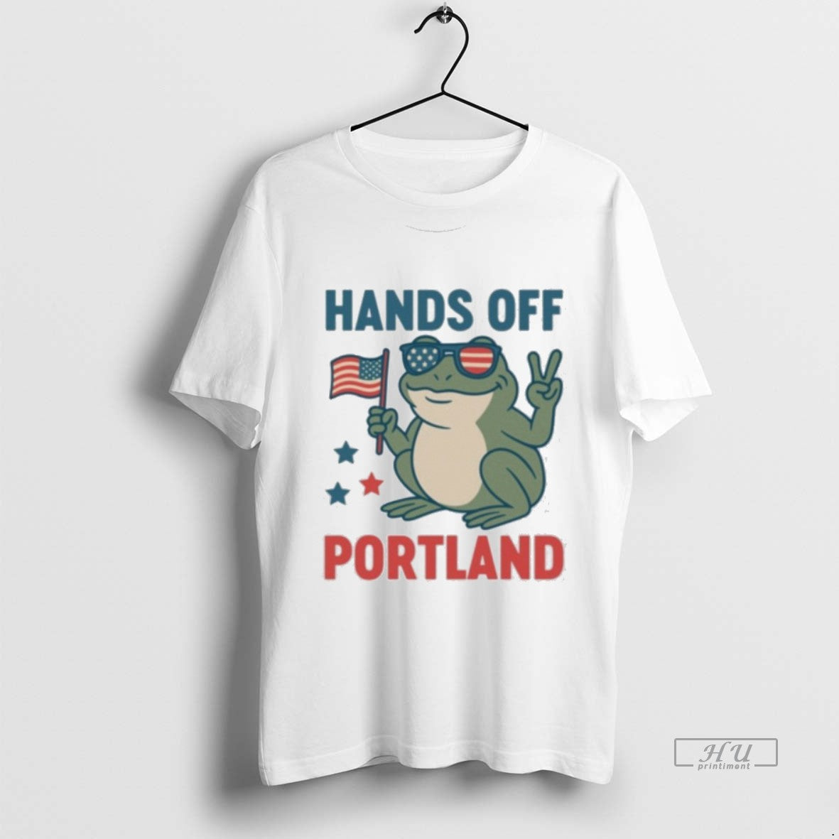 Viral Hands Off Portland Frog Protest Against Fascism - Adult & Kids T-Shirts, Sweatshirts & Hoodies apparel design preview 1