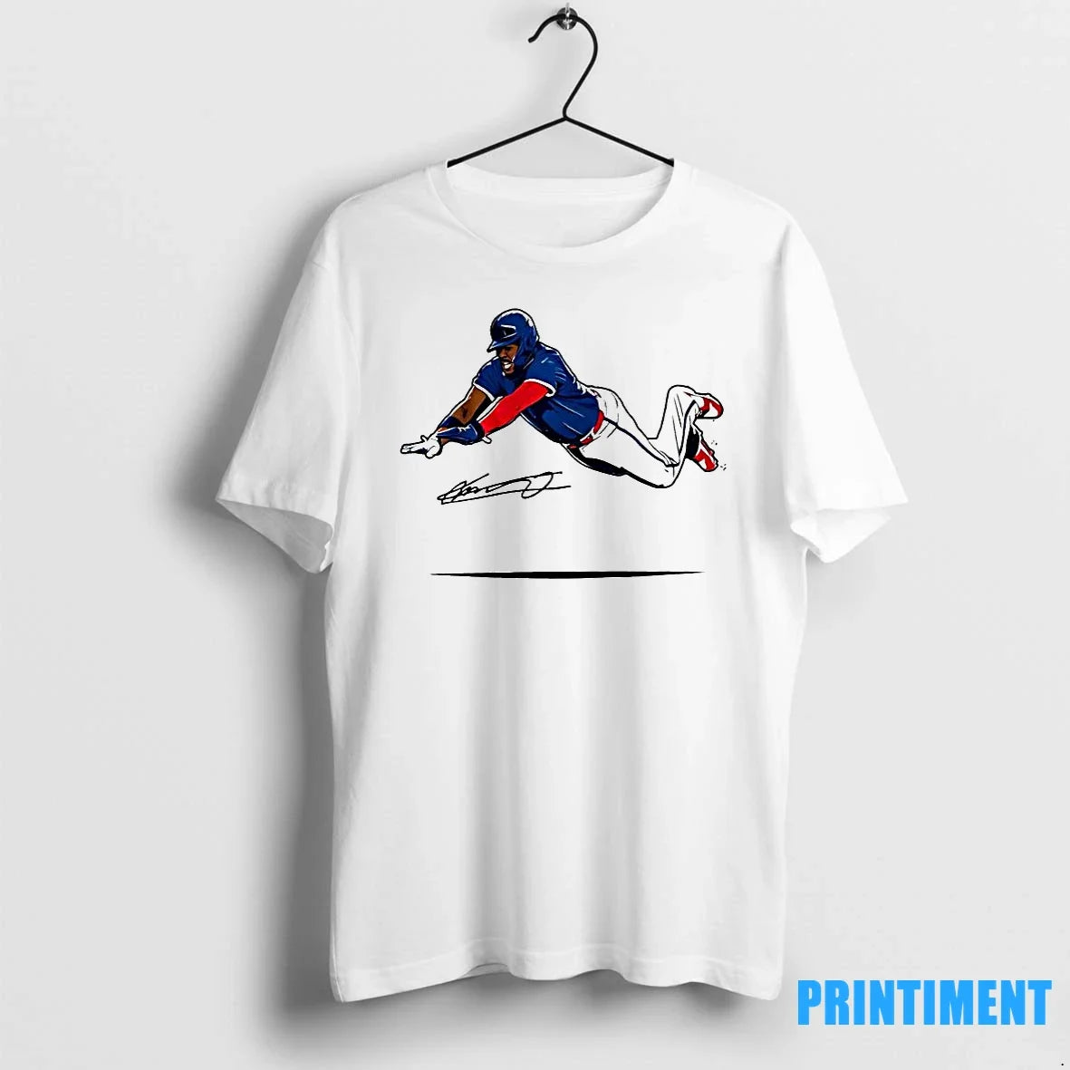 Vladimir Guerrero Jr Super Vlad Flying Slide - Adult & Kids T-Shirts, Sweatshirts & Hoodies apparel design preview 1