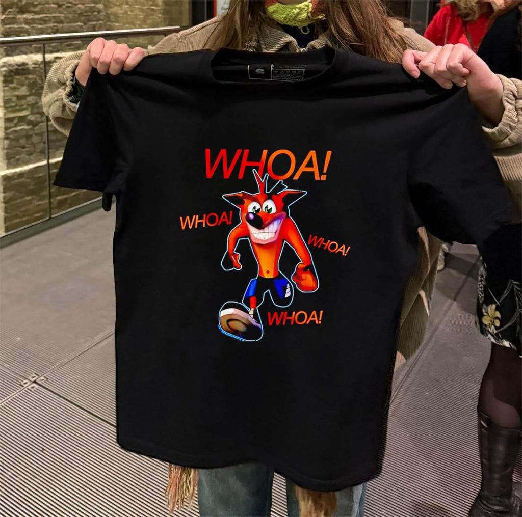 WHOA Crash Bandicoot Funny Expression Classic Gaming - Adult & Kids T-Shirts, Sweatshirts & Hoodies apparel design preview 2