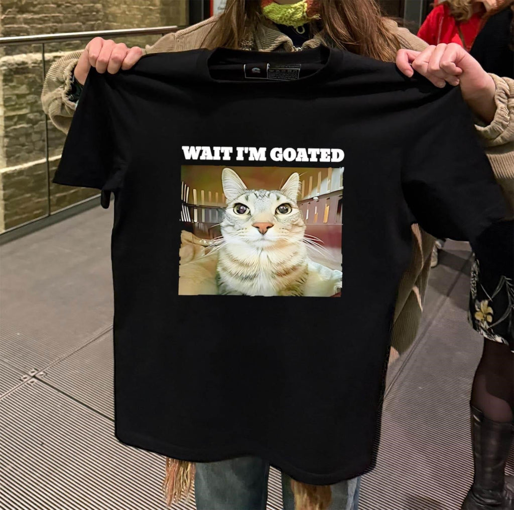 Wait I'm GOATED Funny Tabby Cat Expression - Adult & Kids T-Shirts, Sweatshirts & Hoodies apparel design preview 2
