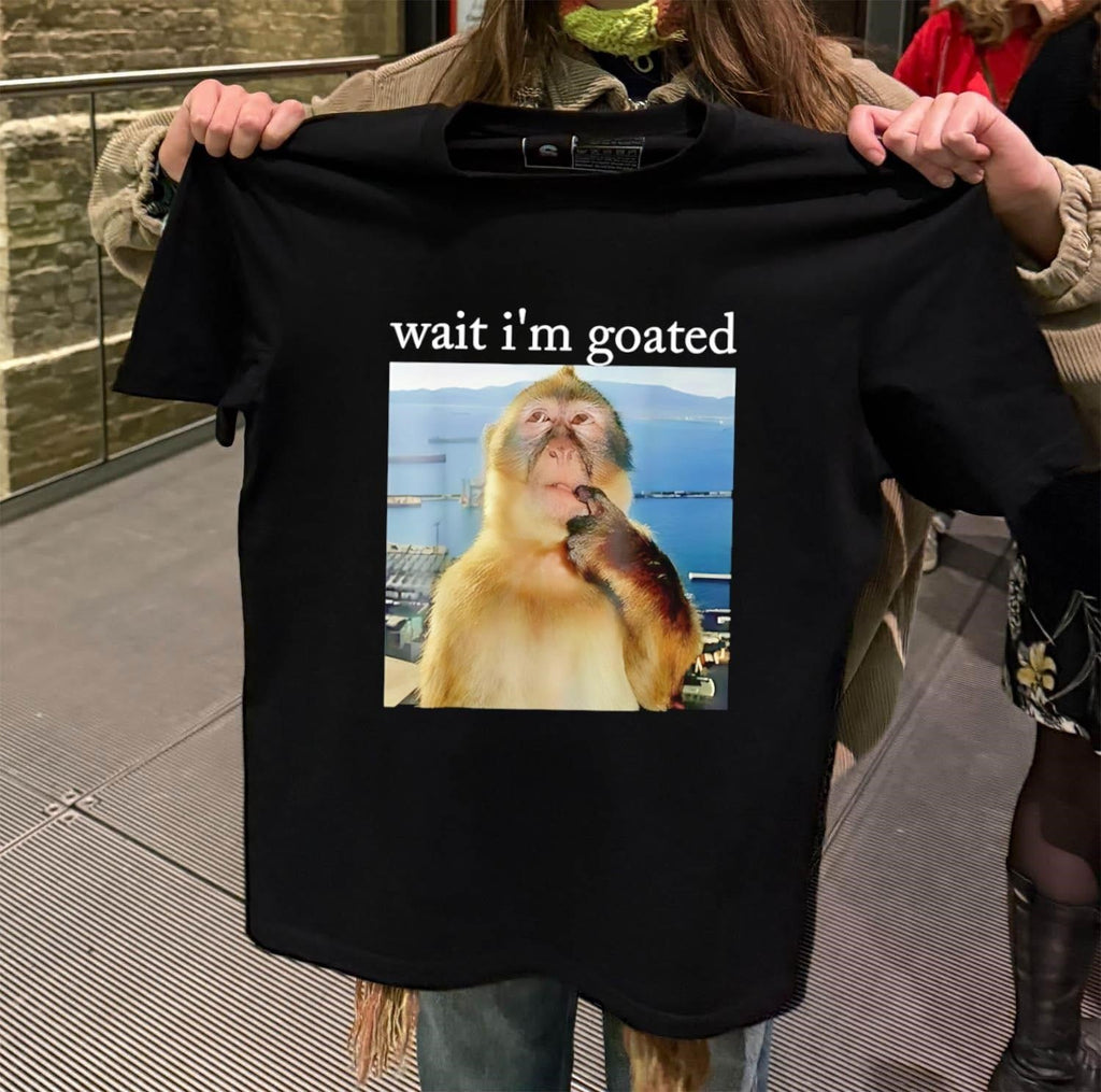 Wait i'm goated Pensive Monkey Thinking Sea - Adult & Kids T-Shirts, Sweatshirts & Hoodies apparel design preview 2