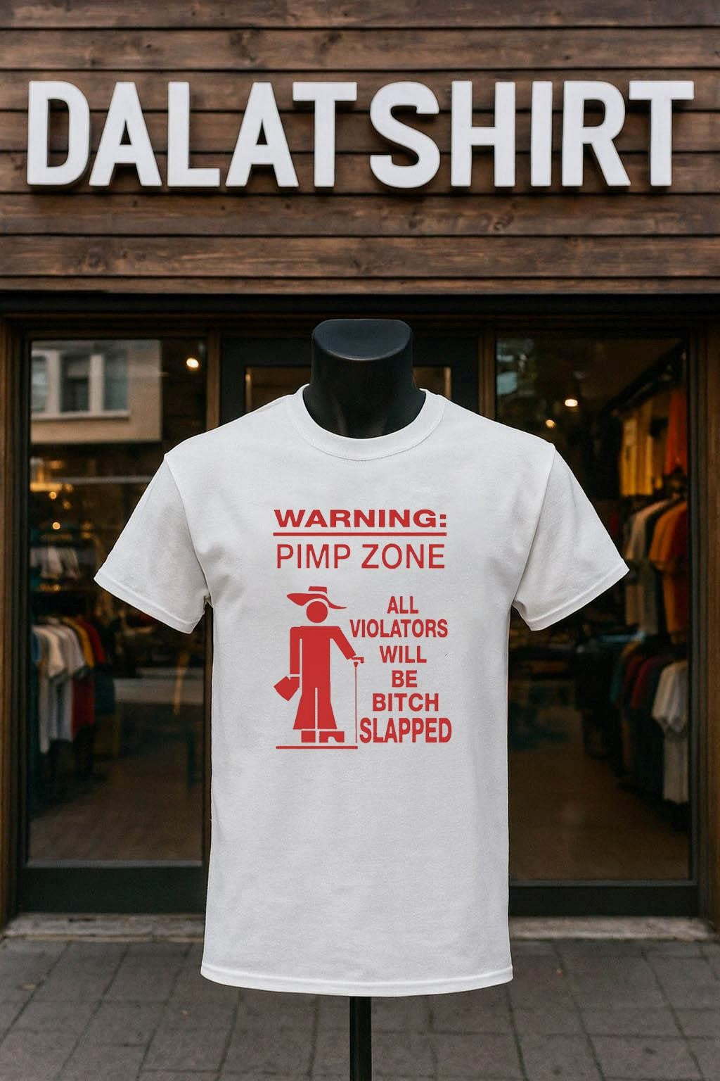 Warning Pimp Zone All Violators Bitch Slapped - Adult & Kids T-Shirts, Sweatshirts & Hoodies apparel design preview 1
