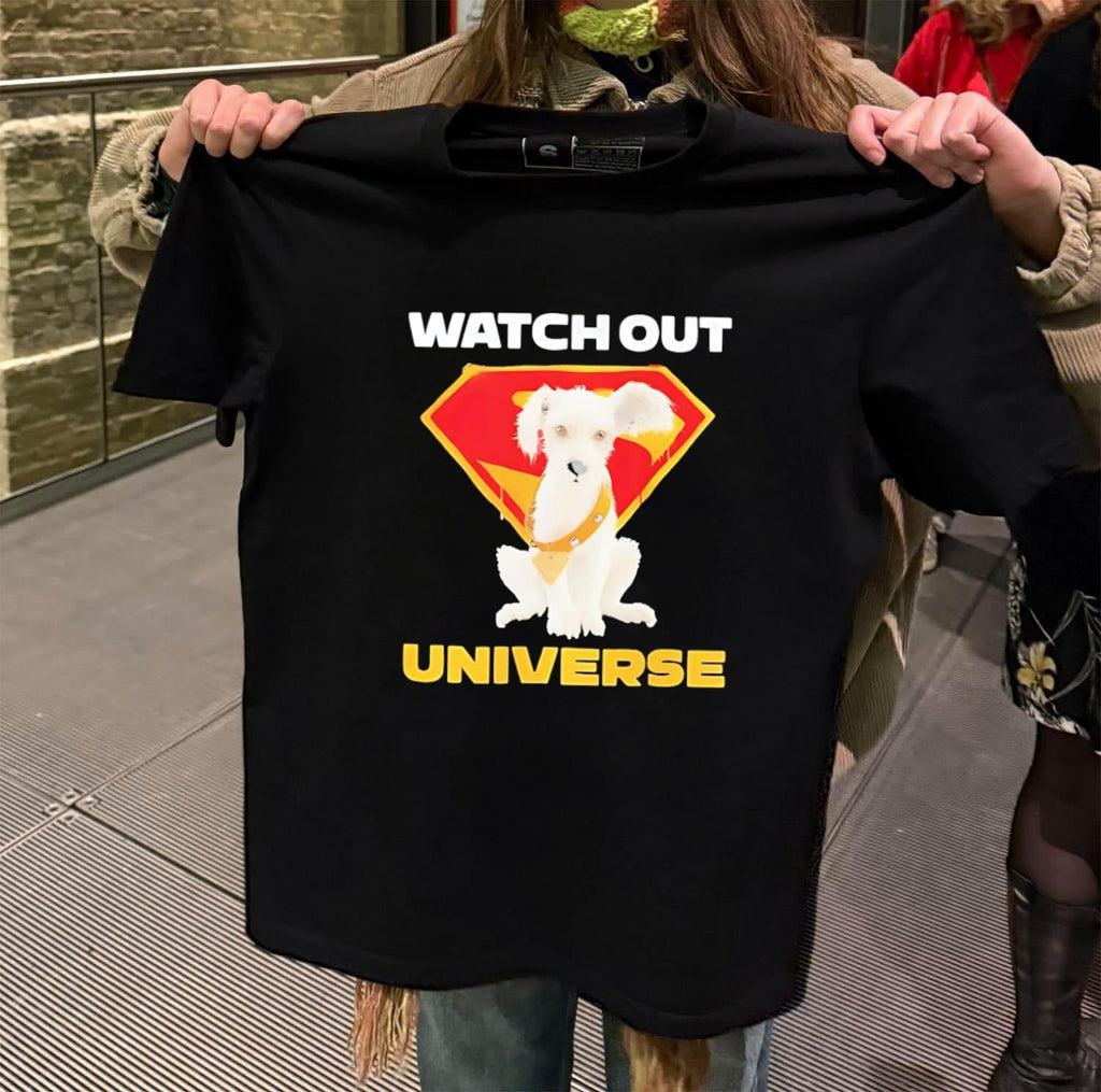 Watch Out Universe White Super Hero Puppy Dog - Adult & Kids T-Shirts, Sweatshirts & Hoodies apparel design preview 2