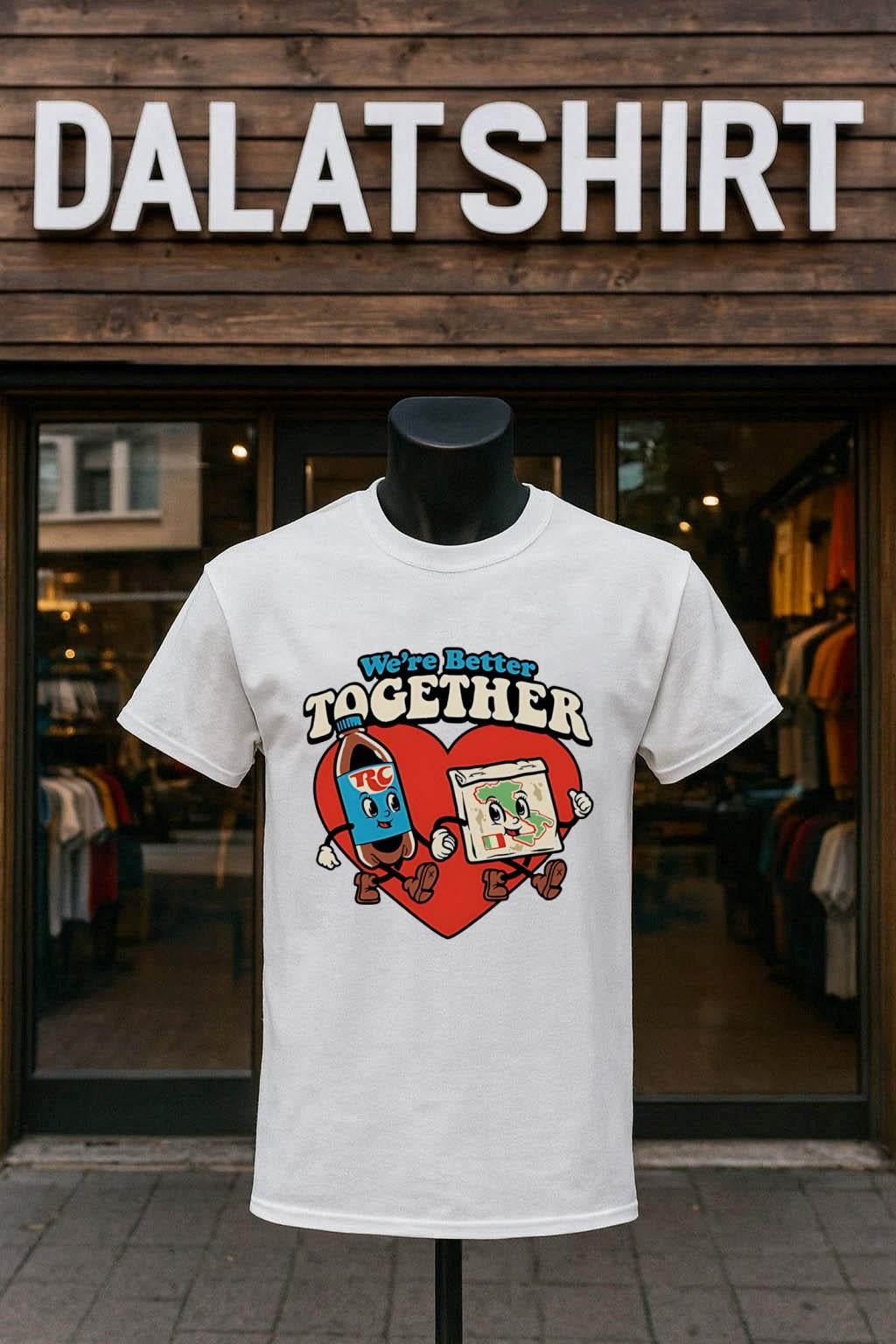 We're Better Together RC Cola and Pizza Map Heart - Adult & Kids T-Shirts, Sweatshirts & Hoodies apparel design preview 1