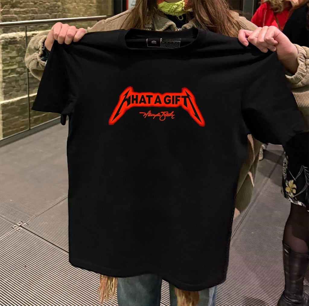 What A Gift Metallica Style Logo Orange Glow - Adult & Kids T-Shirts, Sweatshirts & Hoodies apparel design preview 2