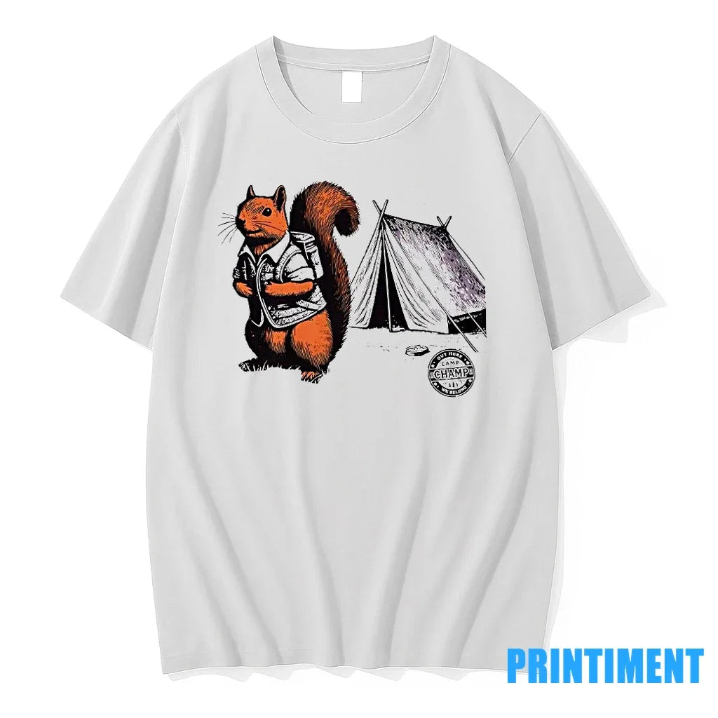 Whimsical Camping Squirrel Color Pop Adventure - Adult & Kids T-Shirts, Sweatshirts & Hoodies apparel design preview 1