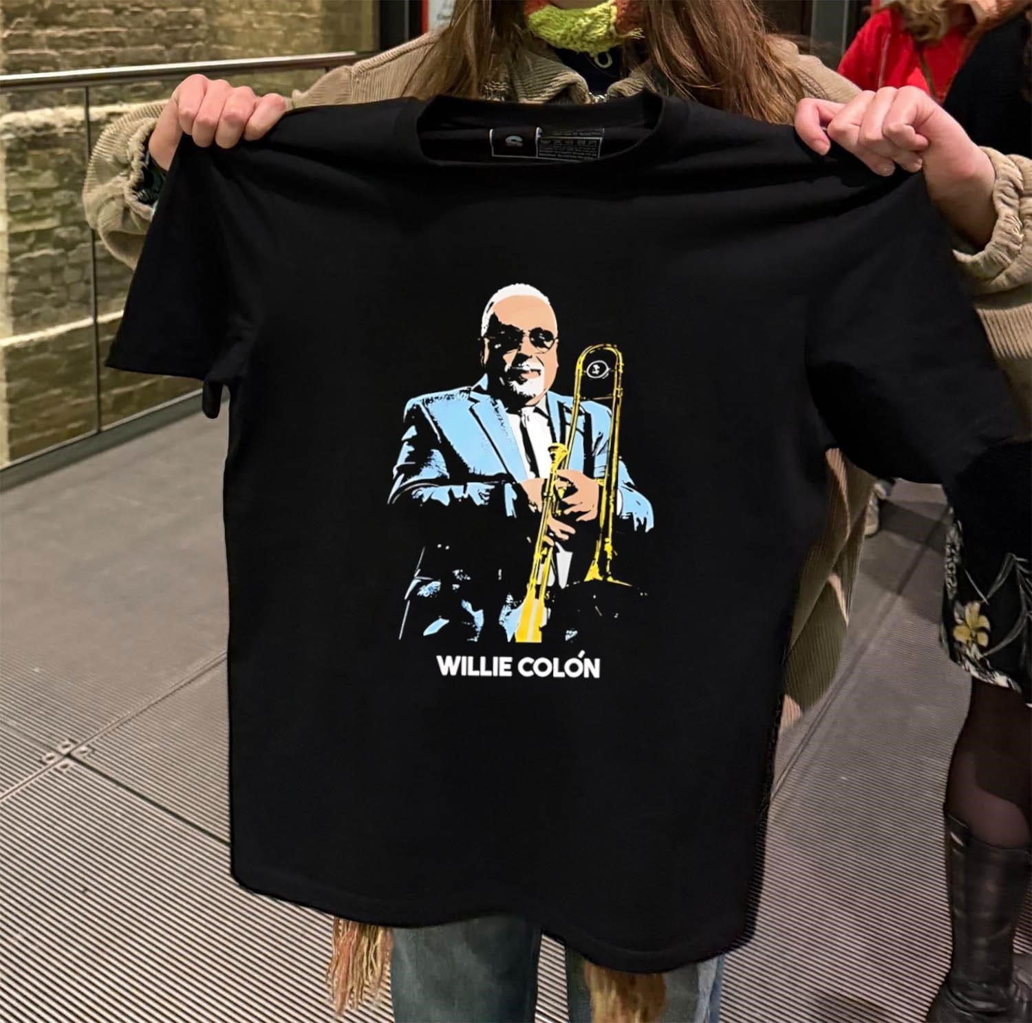 Willie Colón salsa musician playing trombone - Adult & Kids T-Shirts, Sweatshirts & Hoodies apparel design preview 2