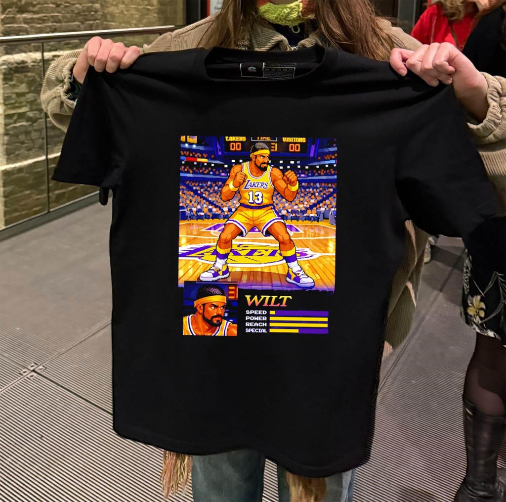 Wilt Chamberlain Los Angeles Lakers 13 retro pixel - Adult & Kids T-Shirts, Sweatshirts & Hoodies apparel design preview 2