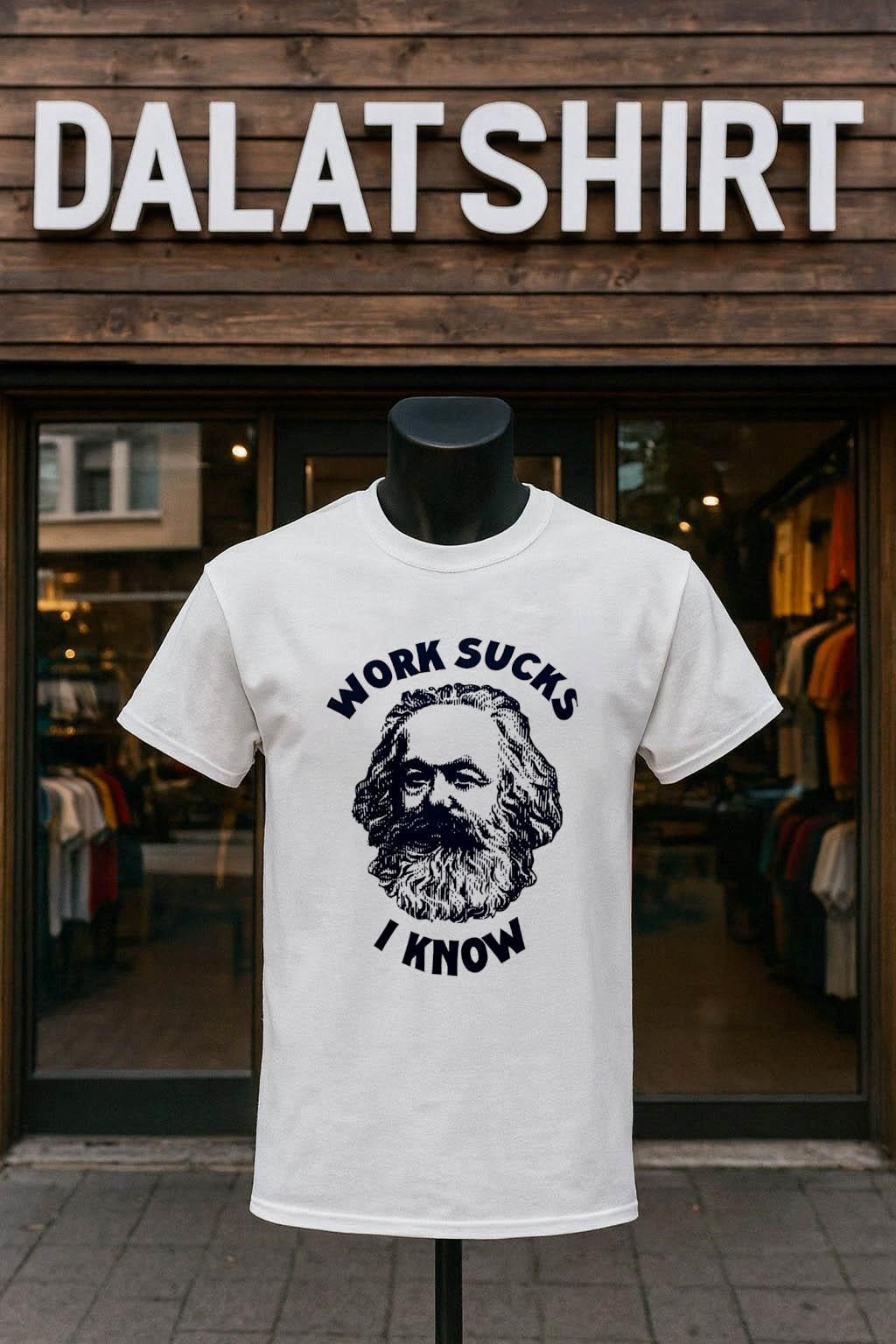 Work Sucks I Know Karl Marx Portrait - Adult & Kids T-Shirts, Sweatshirts & Hoodies apparel design preview 1
