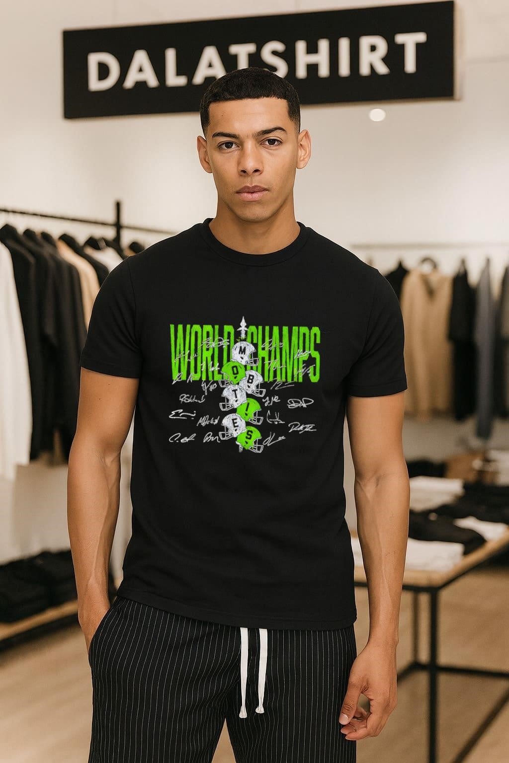 World Champs Mob Ties Football Helmets With Player - Adult & Kids T-Shirts, Sweatshirts & Hoodies apparel design preview 1