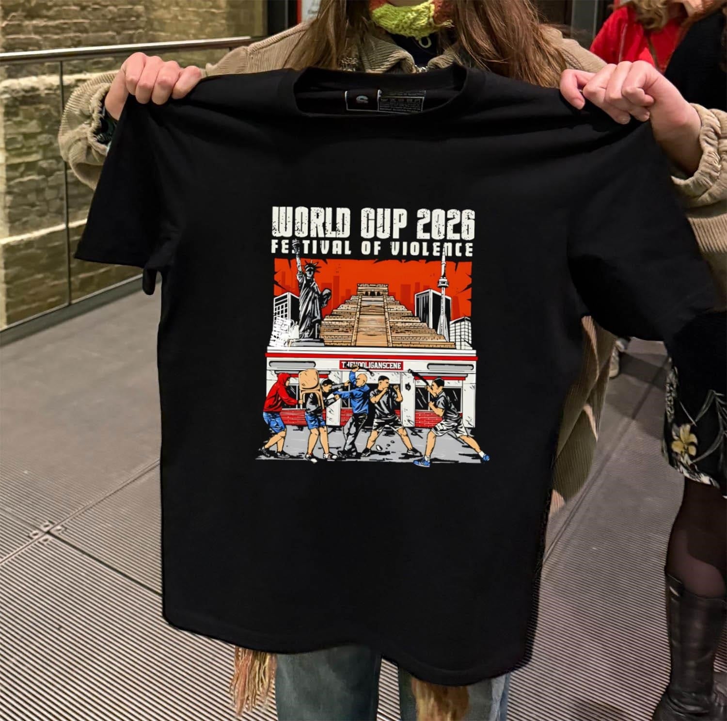 World Cup 2026 Festival Of Violence Hooligans Scene - Adult & Kids T-Shirts, Sweatshirts & Hoodies apparel design preview 2