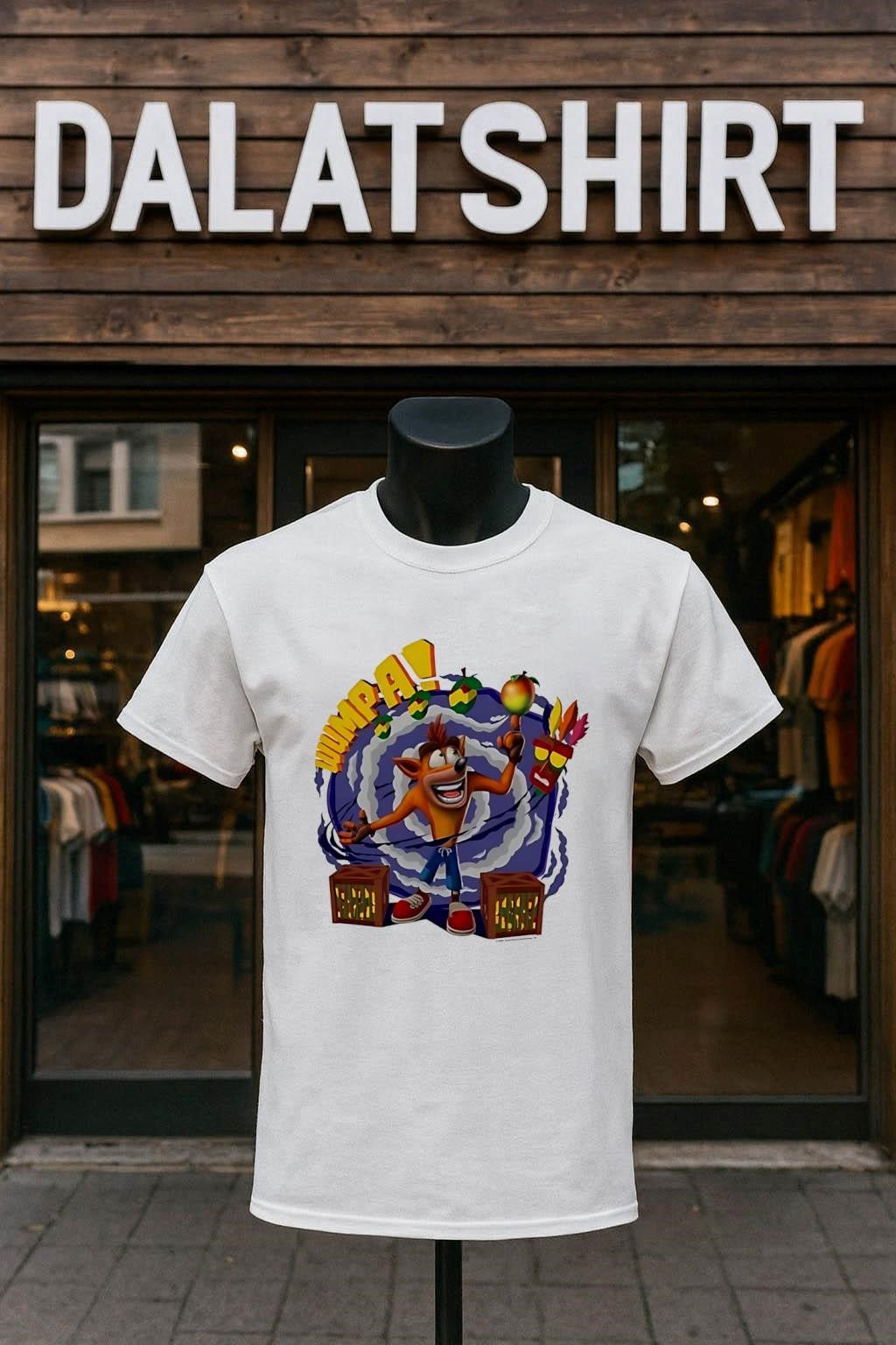 Wumpa Crash Bandicoot Aku Mask Spinning Fruit - Adult & Kids T-Shirts, Sweatshirts & Hoodies apparel design preview 1