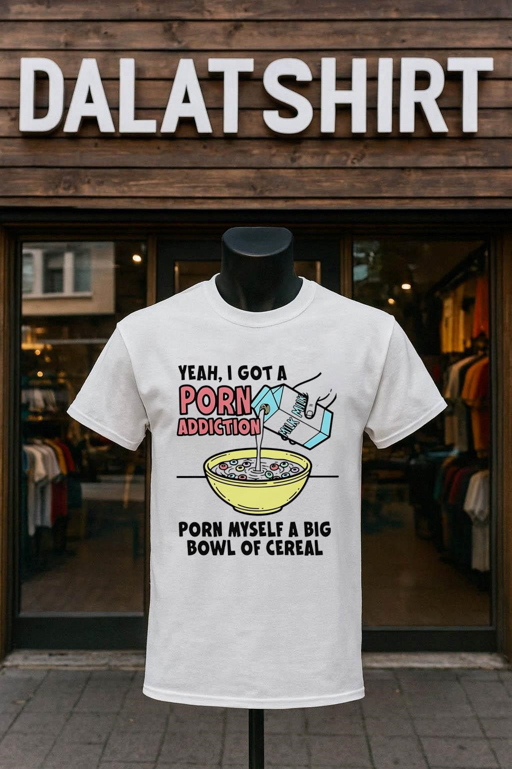 Yeah I Got A Porn Addiction Myself Big Bowl Of Cereal - Adult & Kids T-Shirts, Sweatshirts & Hoodies apparel design preview 1