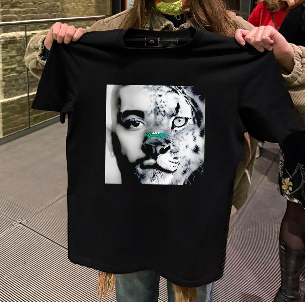 Zayn Malik Konnakol Half Face Snow Leopard Artistic - Adult & Kids T-Shirts, Sweatshirts & Hoodies apparel design preview 2