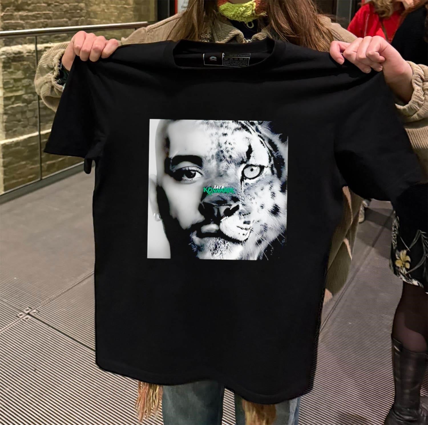 Zayn Malik Konnakol Half Face Snow Leopard Artistic - Adult & Kids T-Shirts, Sweatshirts & Hoodies apparel design preview 2