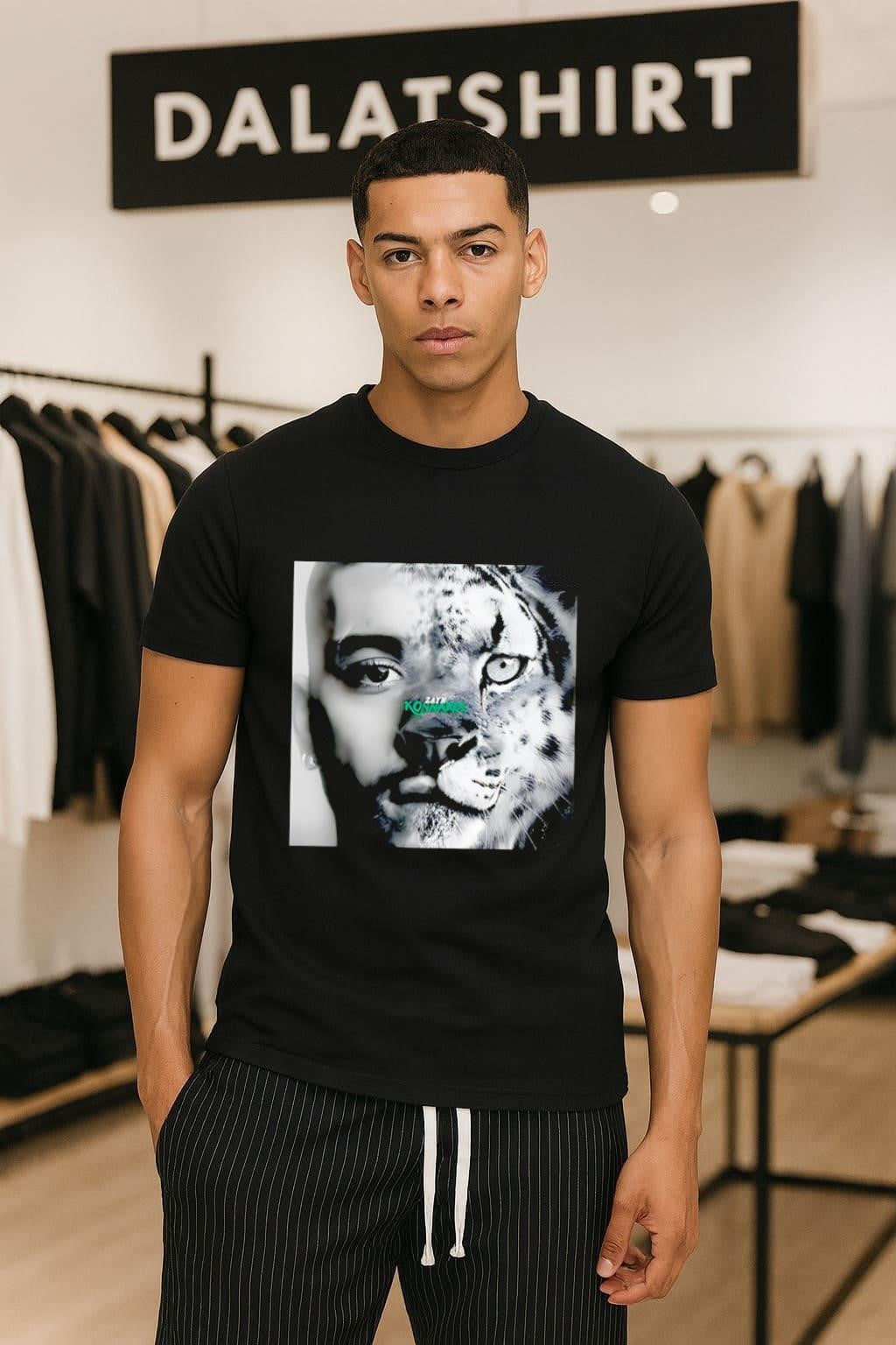 Zayn Malik Konnakol Half Face Snow Leopard Artistic - Adult & Kids T-Shirts, Sweatshirts & Hoodies apparel design preview 1