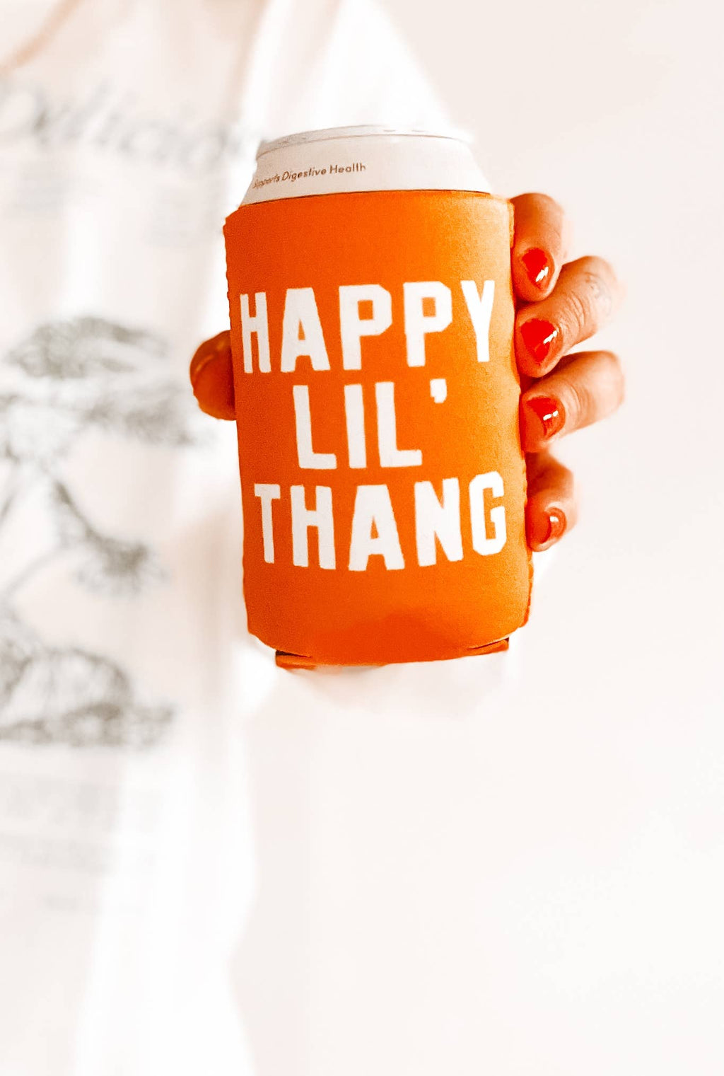 Happy Lil Thang Can Cooler, Drink Sleeve Orange - Adult & Kids T-Shirts, Sweatshirts & Hoodies apparel design preview 1