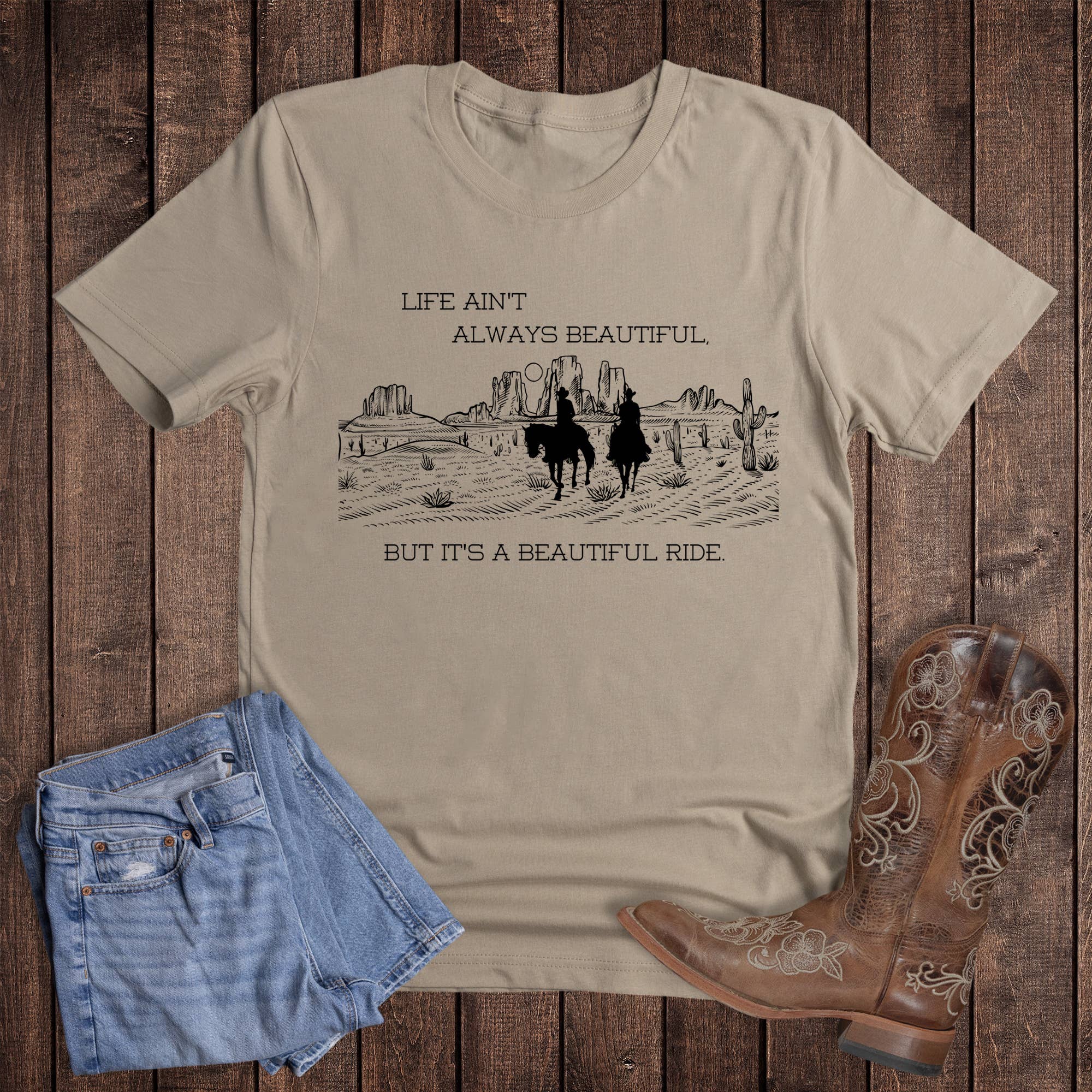 Western Beautiful Ride Graphic - Adult & Kids T-Shirts, Sweatshirts & Hoodies apparel design preview 1