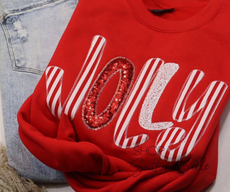 Red Jolly Merry (Christmas) - Adult & Kids T-Shirts, Sweatshirts & Hoodies apparel design preview 1