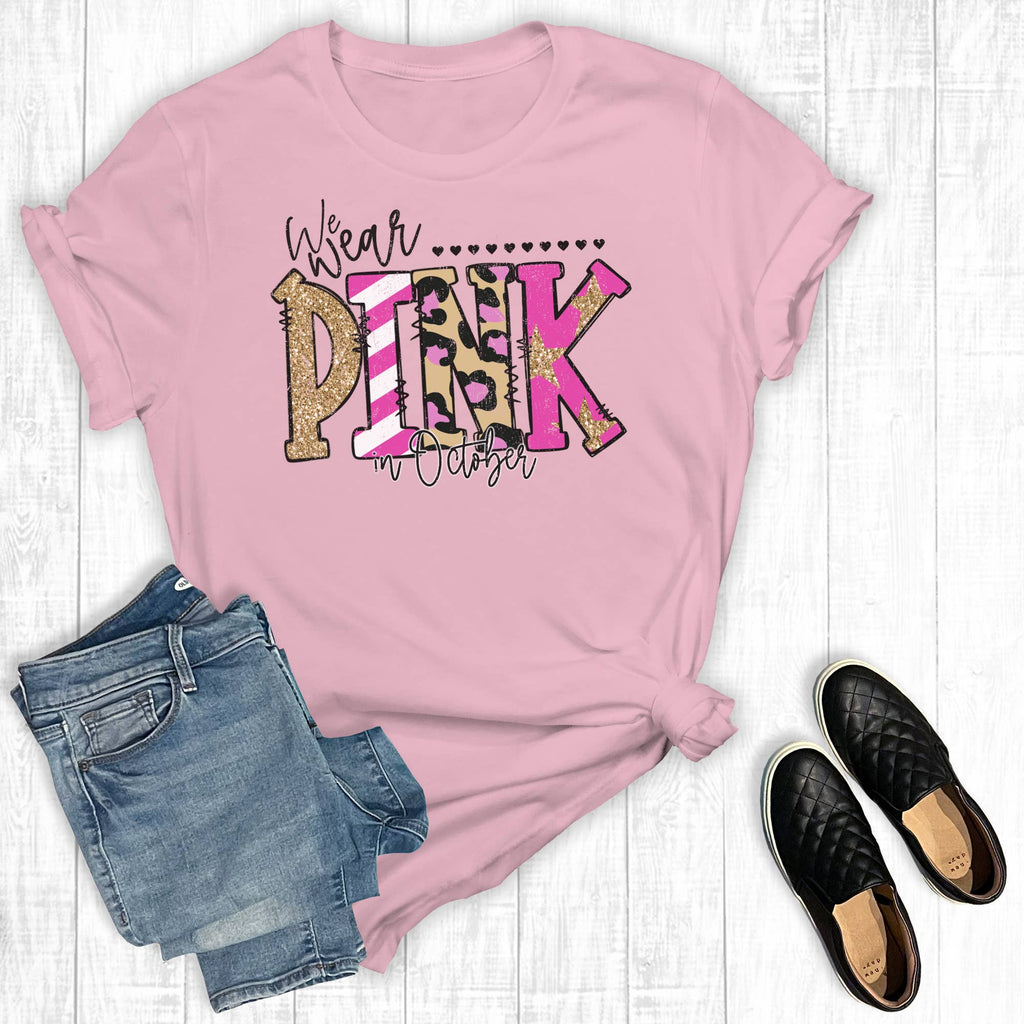 Breast Cancer We Wear Pink in October Graphic - Adult & Kids T-Shirts, Sweatshirts & Hoodies apparel design preview 1