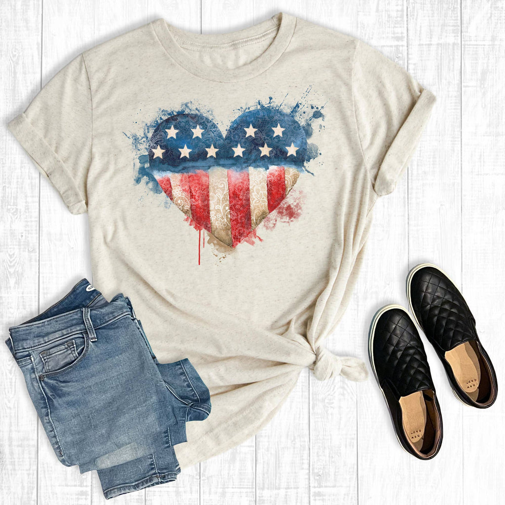 Watercolor USA Heart - Adult & Kids T-Shirts, Sweatshirts & Hoodies apparel design preview 1