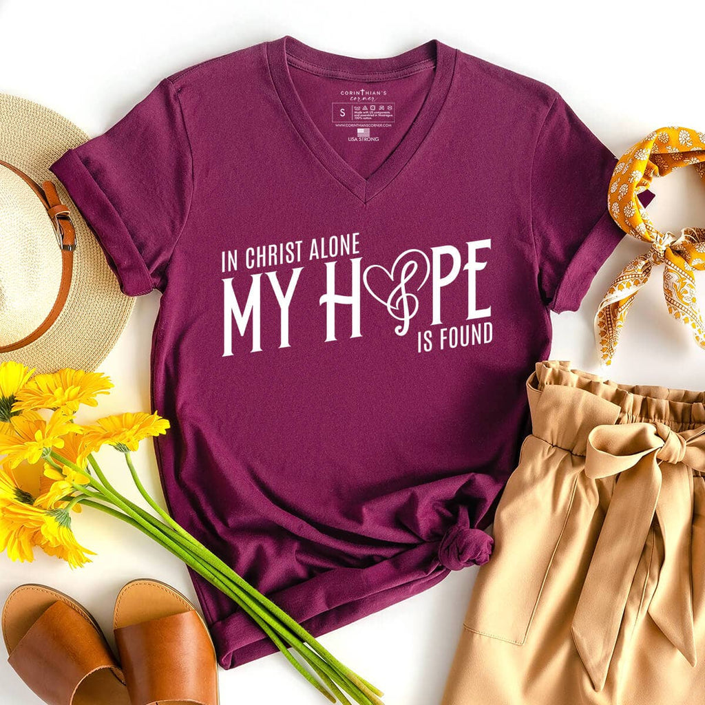 In Christ Alone My Hope Is Found Christian V-Neck - Adult & Kids T-Shirts, Sweatshirts & Hoodies apparel design preview 1