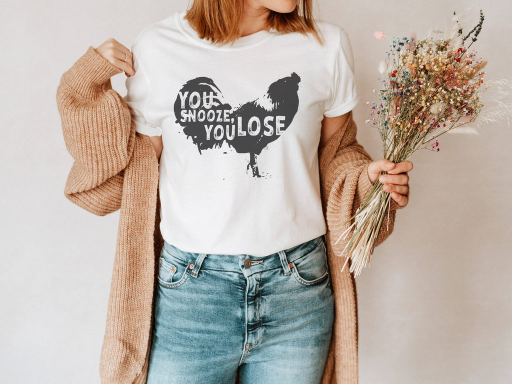 You Snooze Lose Rooster Chicken - Adult & Kids T-Shirts, Sweatshirts & Hoodies apparel design preview 1