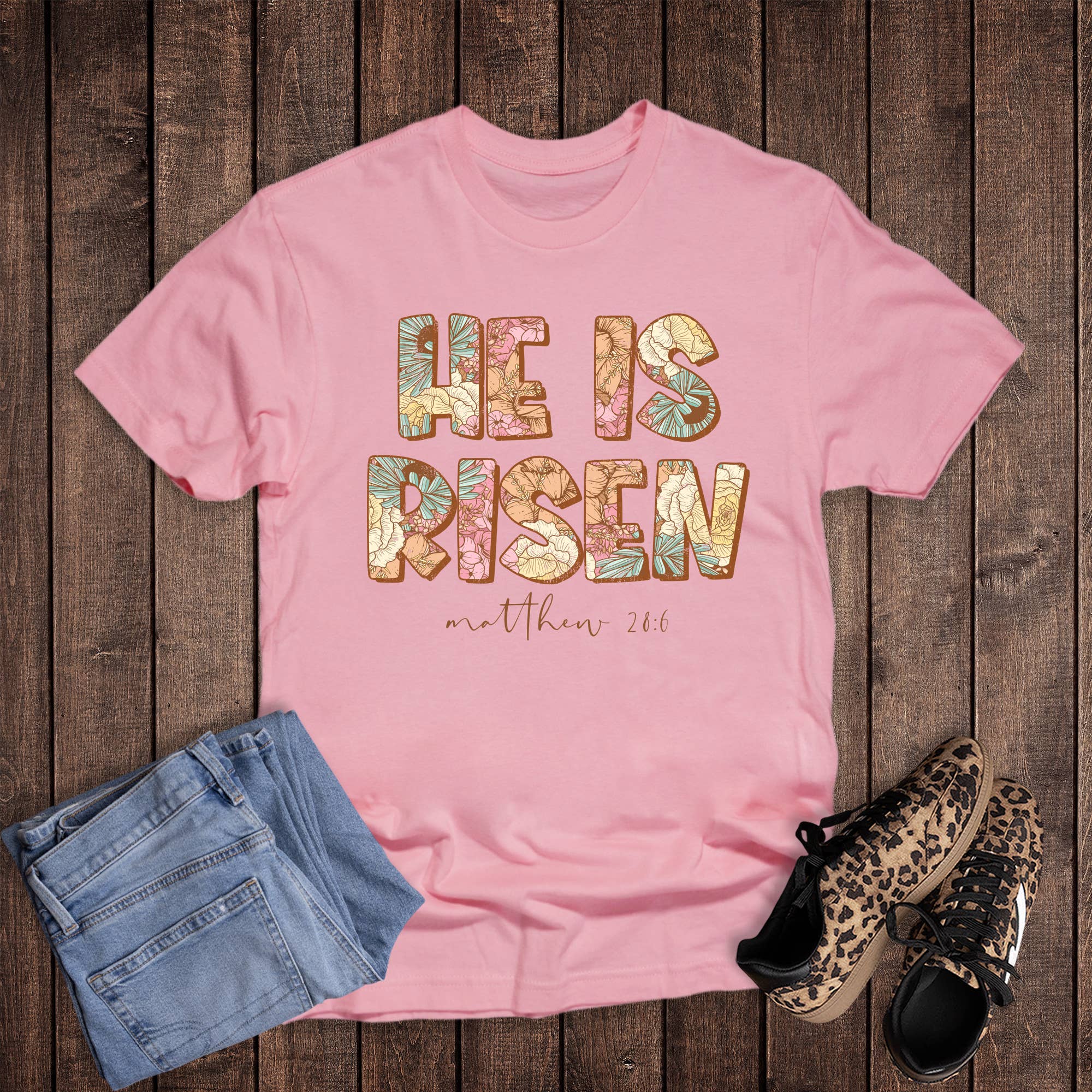 Easter Boho He Is Risen Matthew 28:6 Graphic - Adult & Kids T-Shirts, Sweatshirts & Hoodies apparel design preview 1