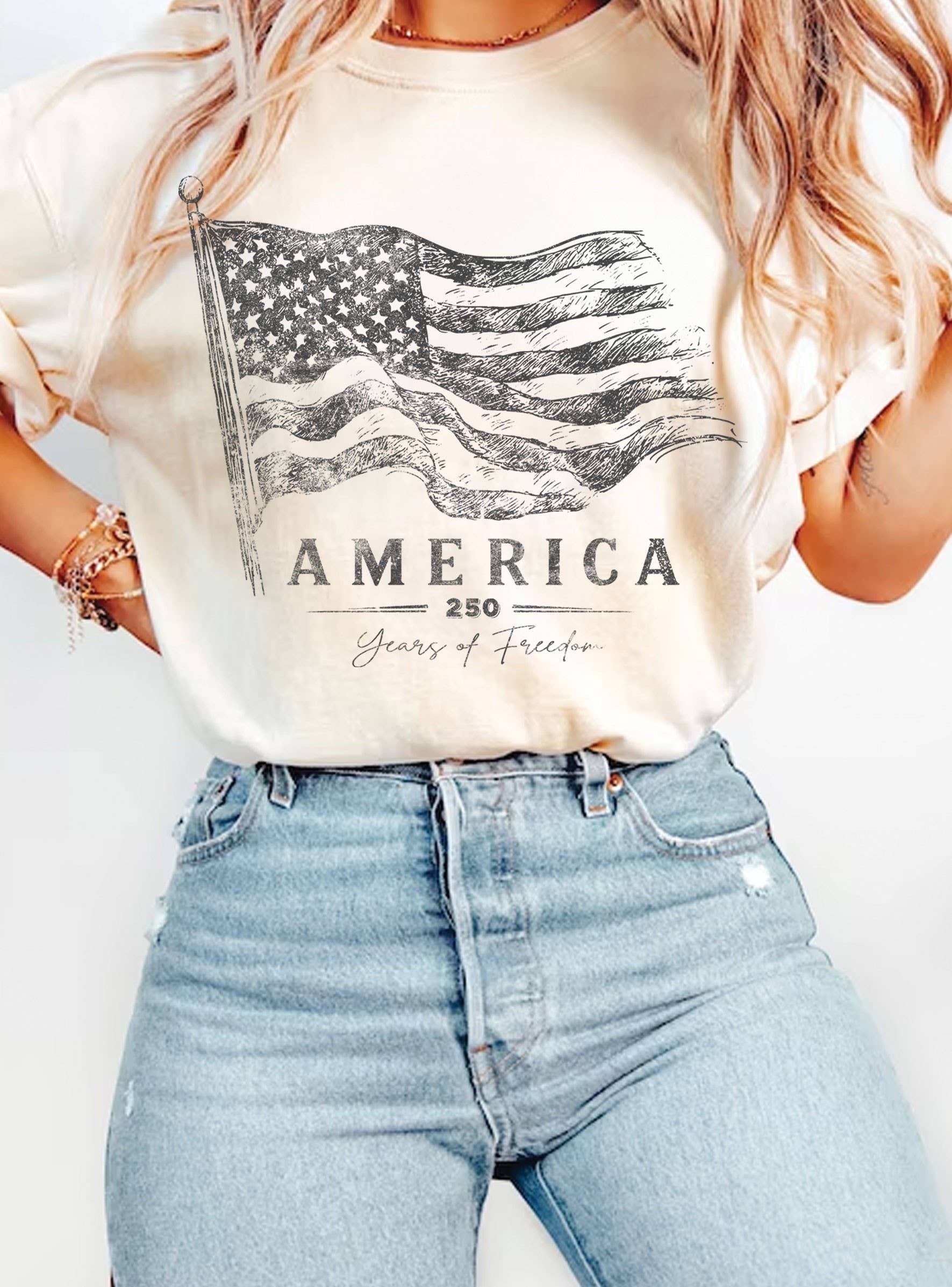 America 250 Years of Freedom Flag Graphic - Adult & Kids T-Shirts, Sweatshirts & Hoodies apparel design preview 1