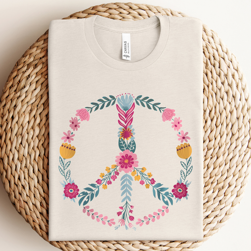 Pink Floral Peace Graphic - Adult & Kids T-Shirts, Sweatshirts & Hoodies apparel design preview 1
