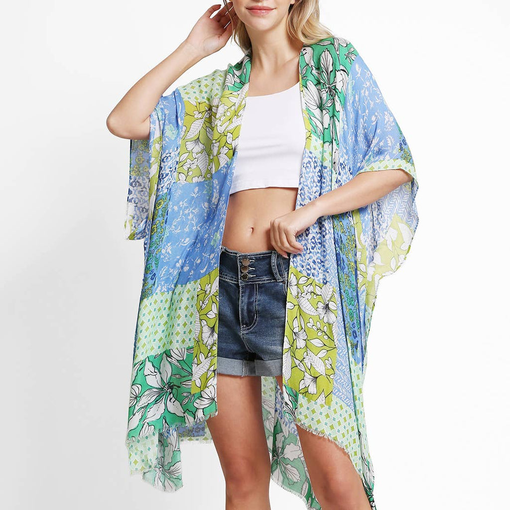 Mixed Floral Print Summer Kimono Cover-Up - Adult & Kids T-Shirts, Sweatshirts & Hoodies apparel design preview 1