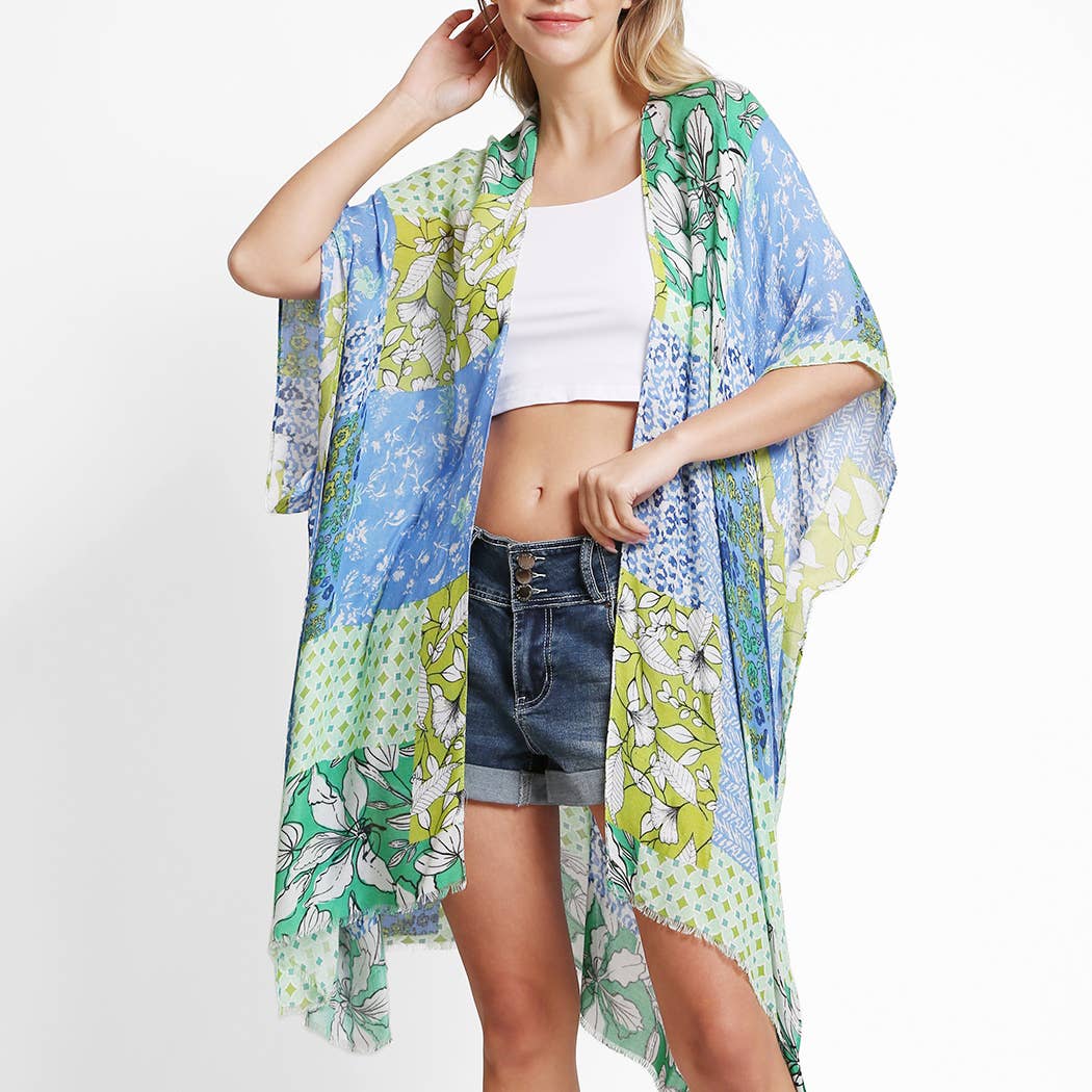 Mixed Floral Print Summer Kimono Cover-Up - Adult & Kids T-Shirts, Sweatshirts & Hoodies apparel design preview 1