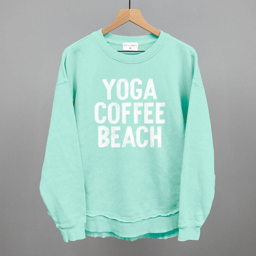 Yoga Coffee Beach (White) - Adult & Kids T-Shirts, Sweatshirts & Hoodies apparel design preview 1