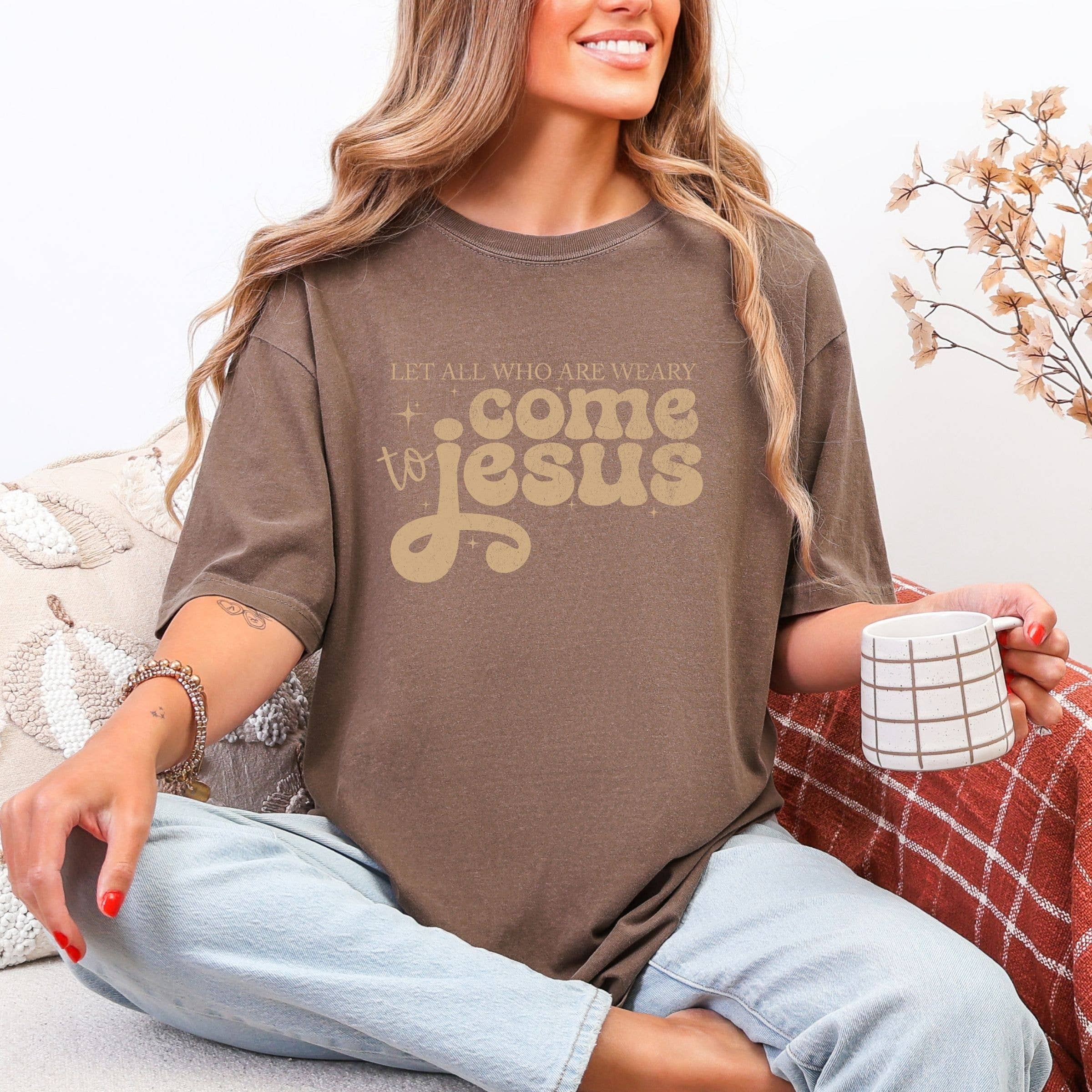 Let All Who Are Weary Come Jesus Summer Floral - Adult & Kids T-Shirts, Sweatshirts & Hoodies apparel design preview 1
