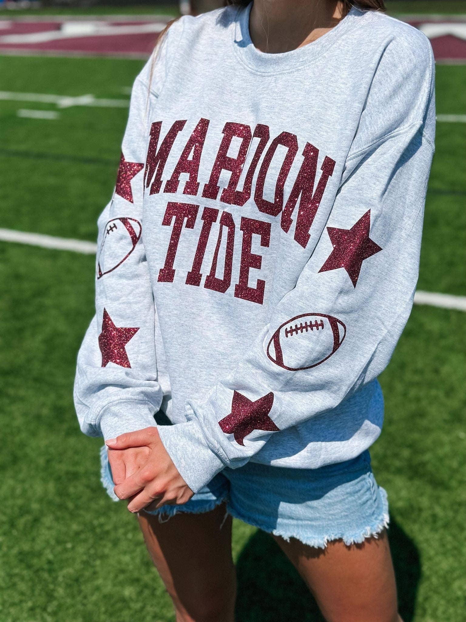 School Football Custom Sleeve Glitter - Adult & Kids T-Shirts, Sweatshirts & Hoodies apparel design preview 1