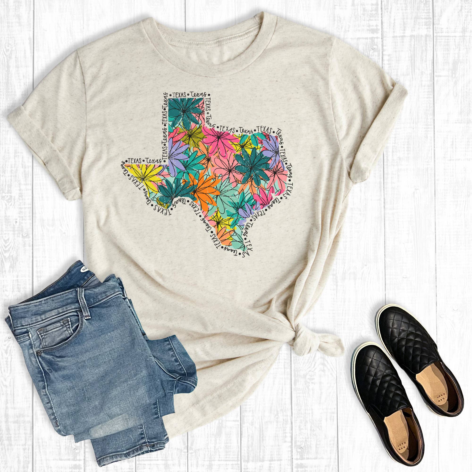 Floral Texas Graphic - Adult & Kids T-Shirts, Sweatshirts & Hoodies apparel design preview 1