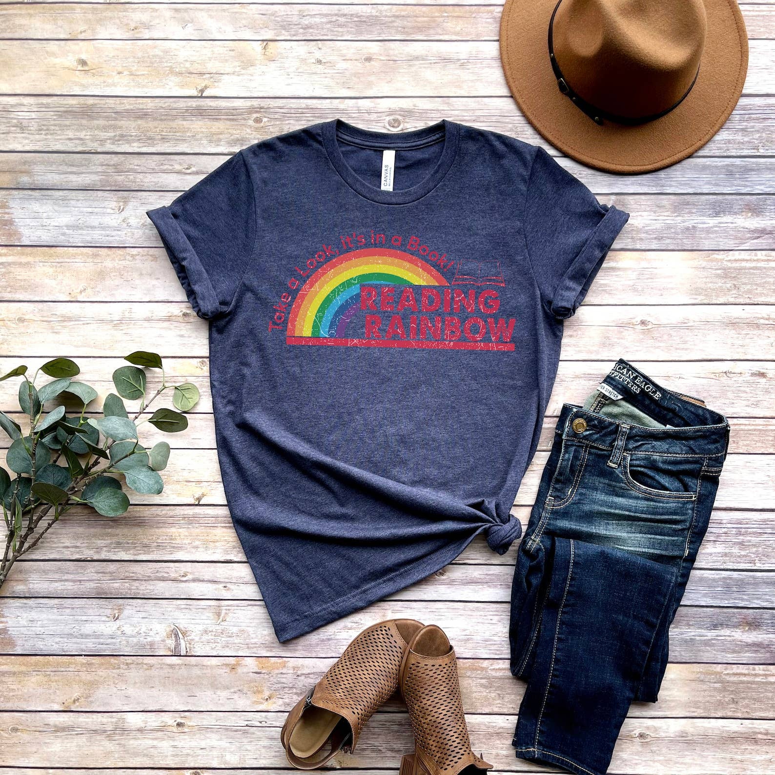 Take A Look It's in Book Reading Rainbow - Adult & Kids T-Shirts, Sweatshirts & Hoodies apparel design preview 1
