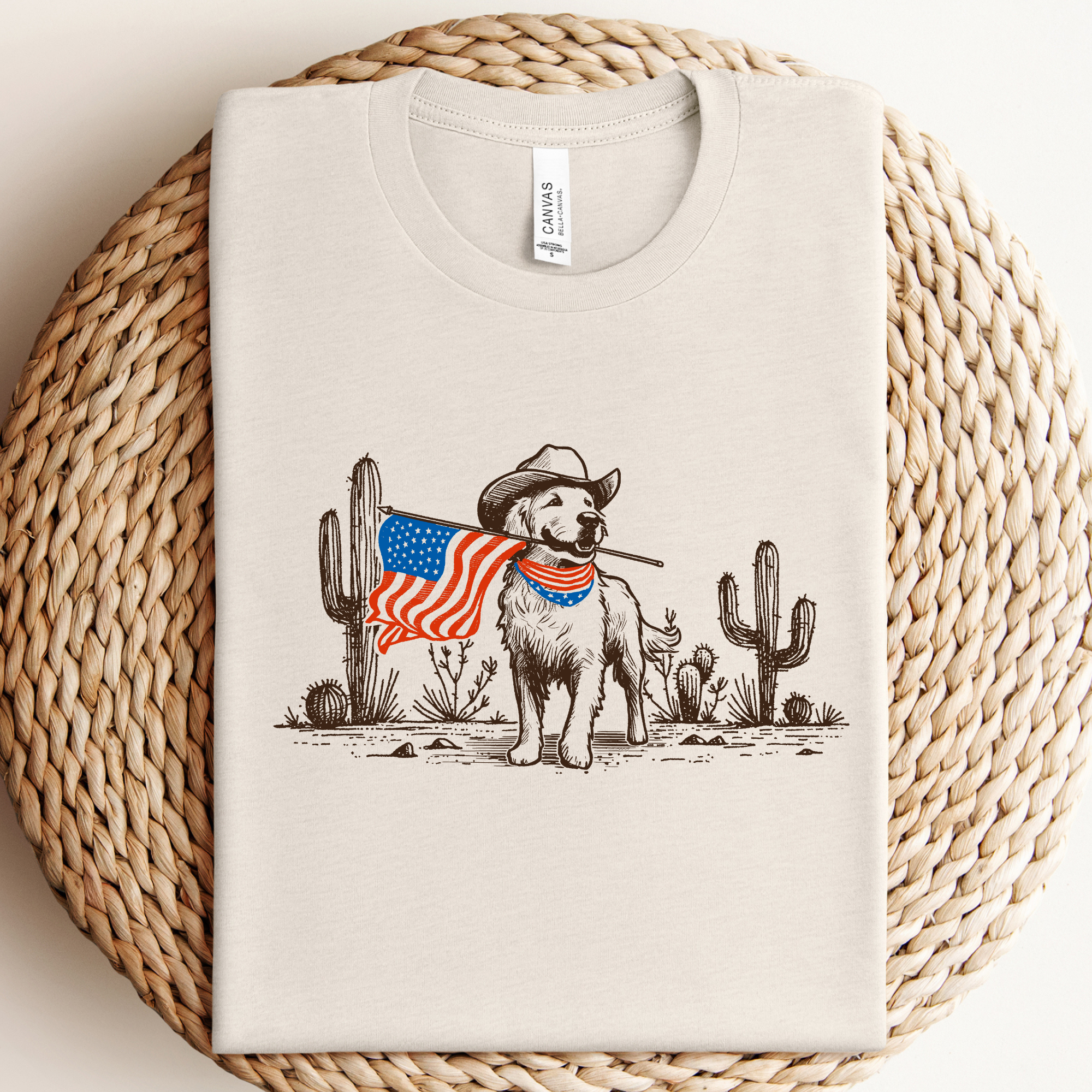 Patriotic Cowboy Dog Graphic - Adult & Kids T-Shirts, Sweatshirts & Hoodies apparel design preview 1