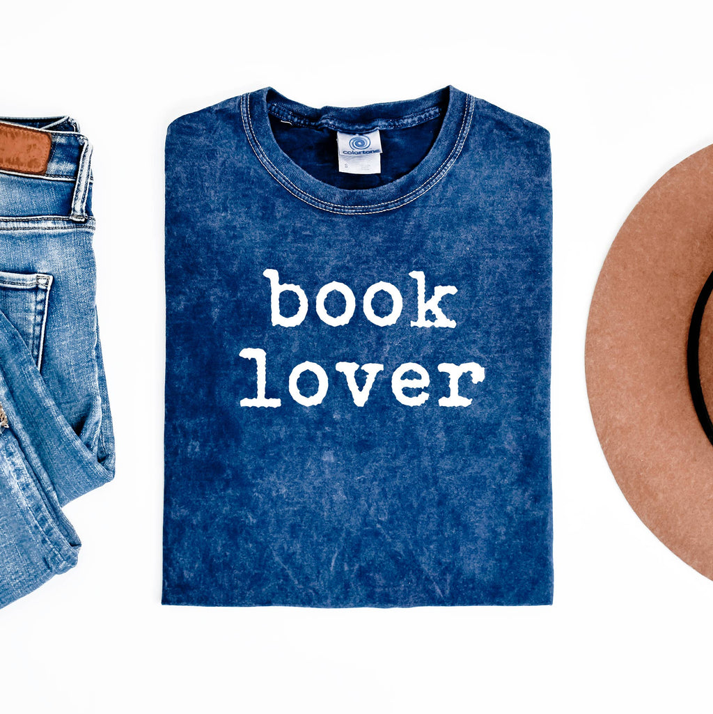 Book Lover Navy Mineral Wash Graphic - Adult & Kids T-Shirts, Sweatshirts & Hoodies apparel design preview 1