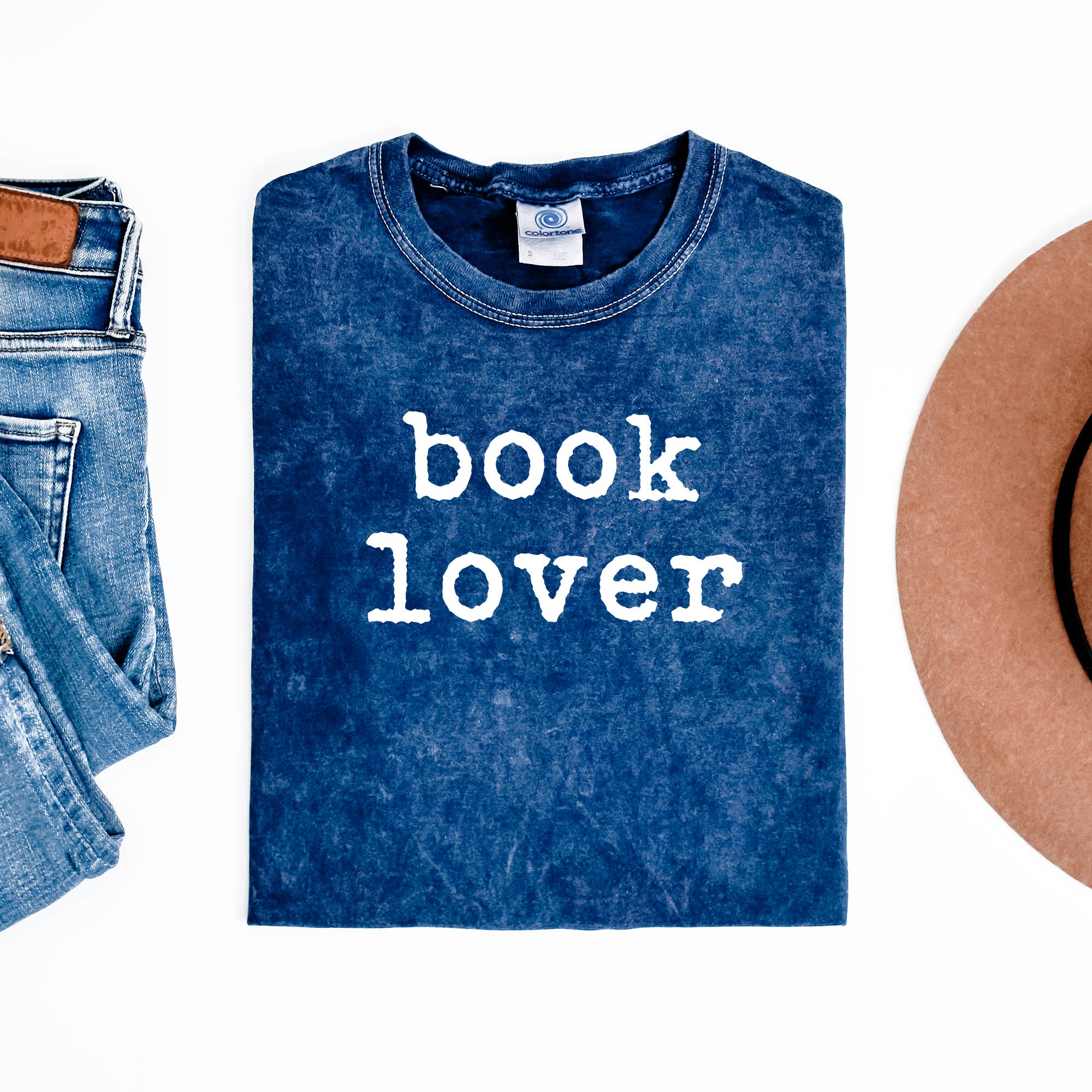 Book Lover Navy Mineral Wash Graphic - Adult & Kids T-Shirts, Sweatshirts & Hoodies apparel design preview 1